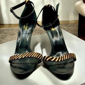 Kate Spade Animal Calf Hair Zebra Print Open Toe Heels Size 10‎